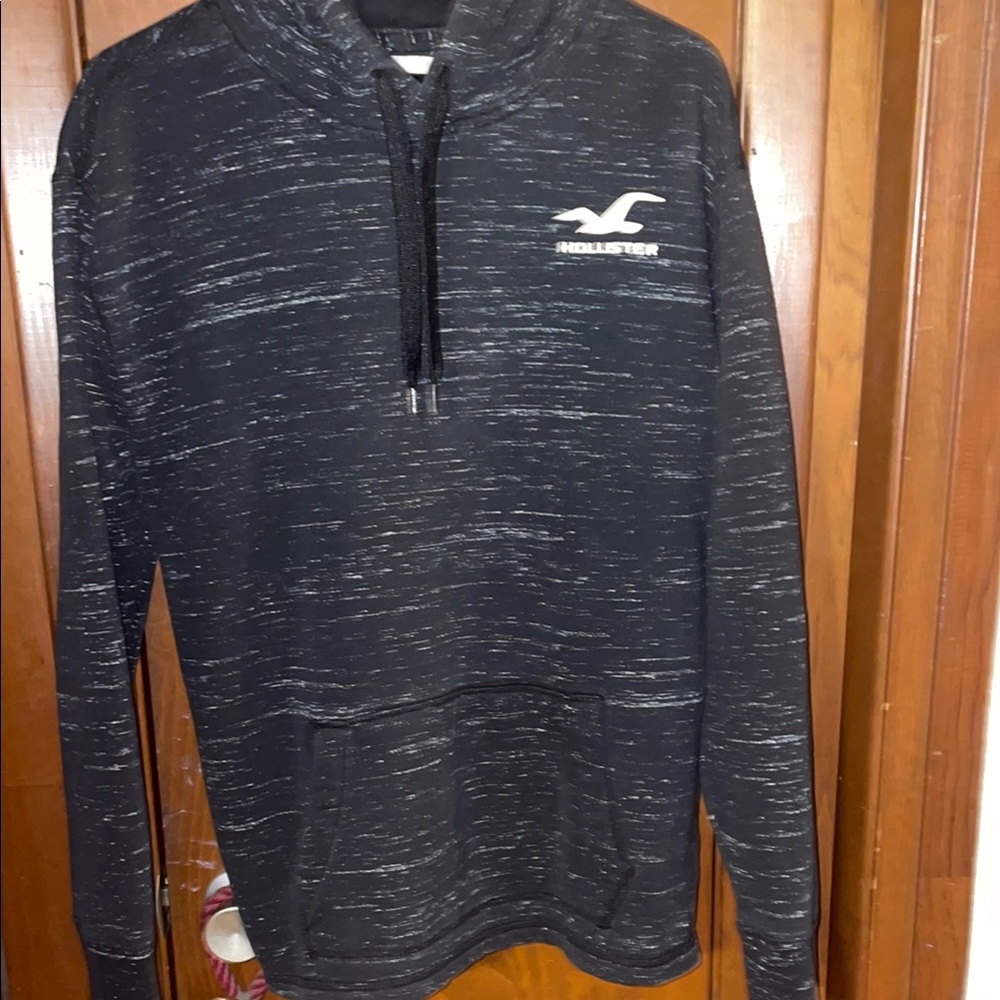 Hollister Charcoal Hoodie with White Logo